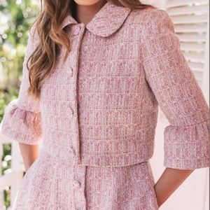 Gal Meets Glam Clarissa Tweed Pink Jacket NWT